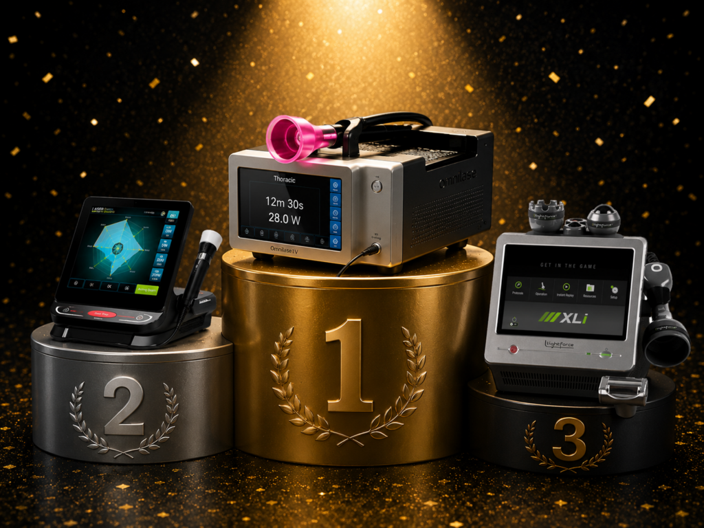 Pedestal of the best therapy laser winners in 2026